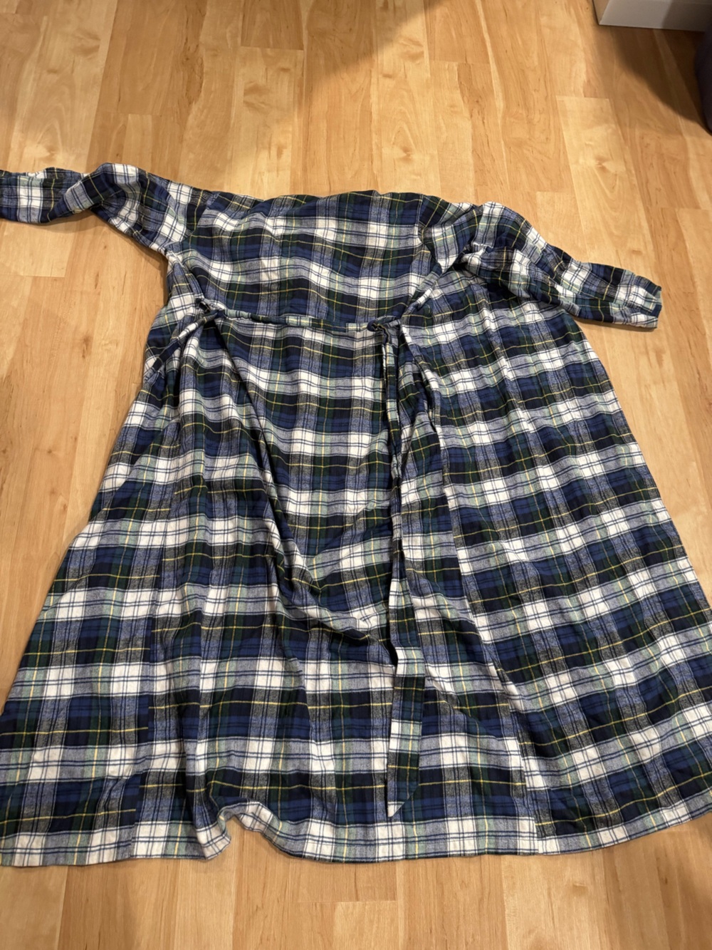 90s L.L. Bean Classic Plaid 100% Cotton Flannel Robe Men's Size Large - Picture 4 of 7